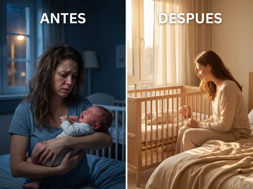 Antes y después: de noches en vela a un bebé durmiendo en su cuna